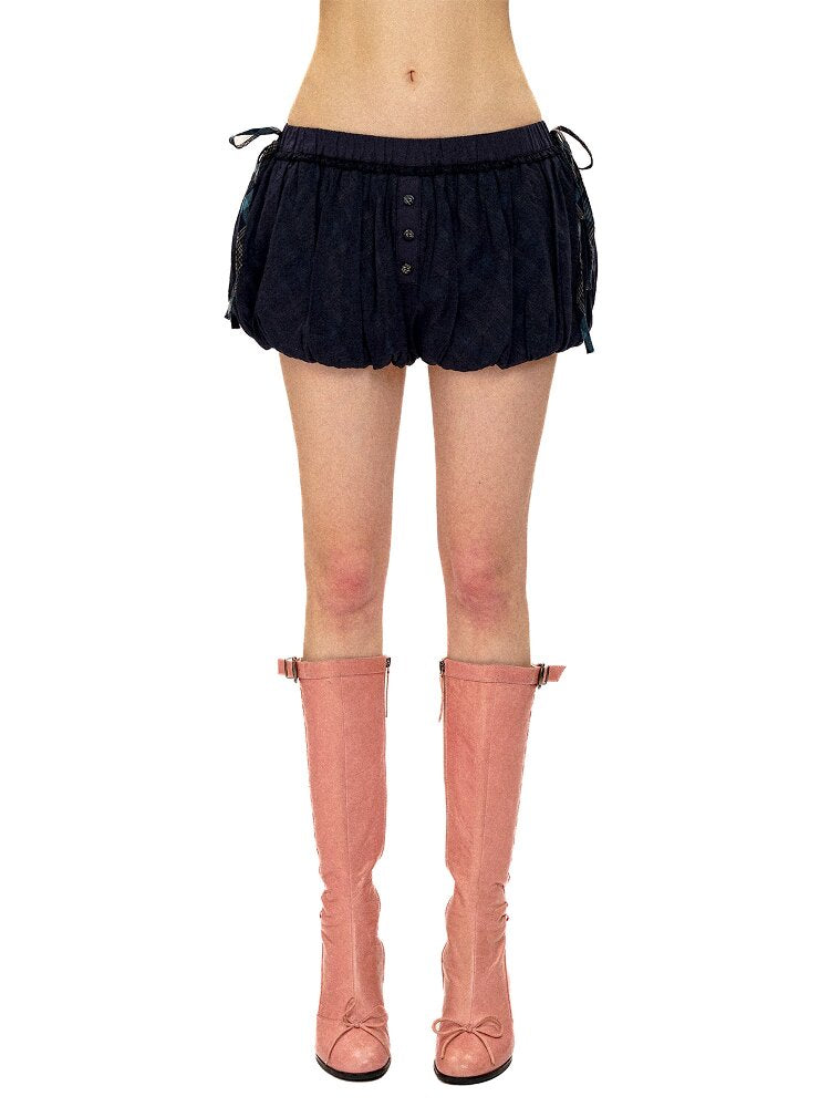 Plaid Panelled Mesh Bud Shorts【s0000016135】