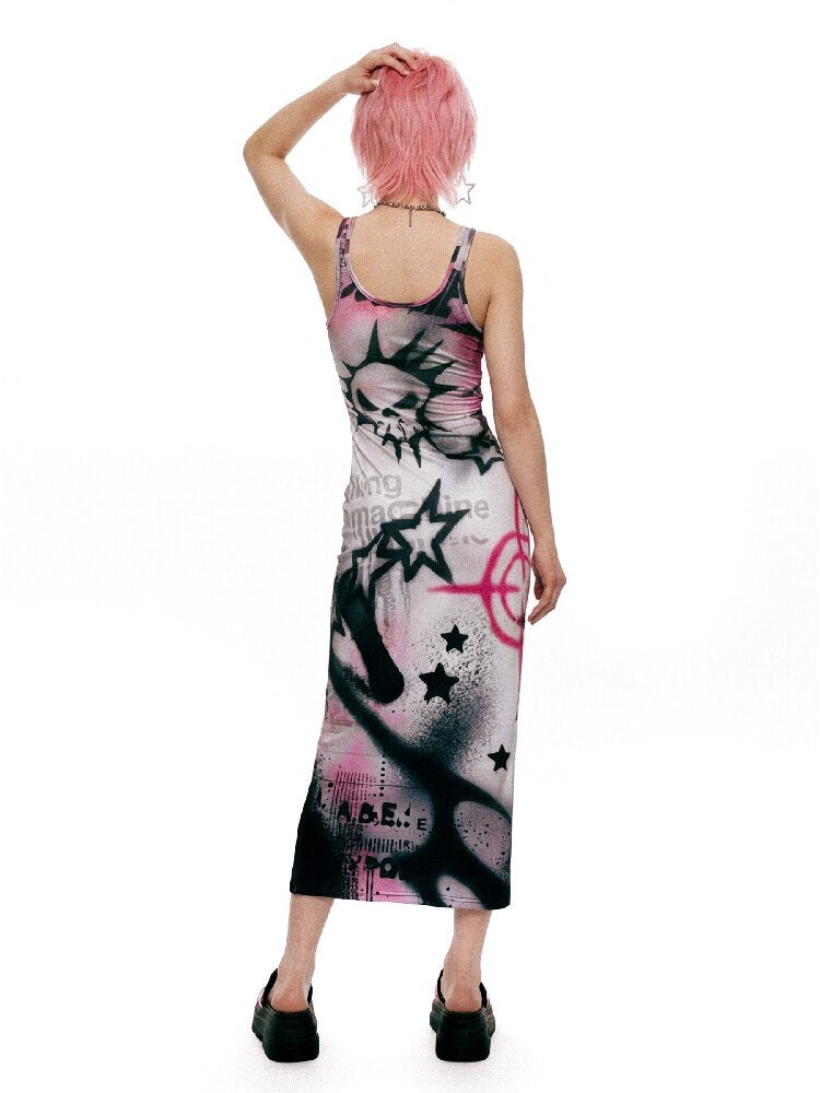 Original Graffiti Slim Vest Dress【s0000017402】