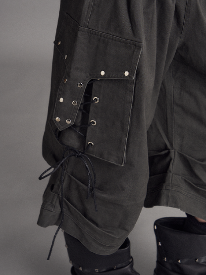 Distressed Low Waist Workwear Shorts【s0000017527】