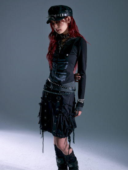 3D Pocket Frayed Hem Puffy Skirt【s0000013918】