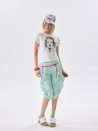 Detachable Hem Rhinestone T Shirt【s0000017637】