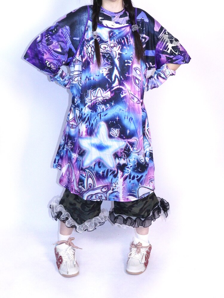Cyber Mechanical Loose Crew Neck T Shirt【s0000017706】