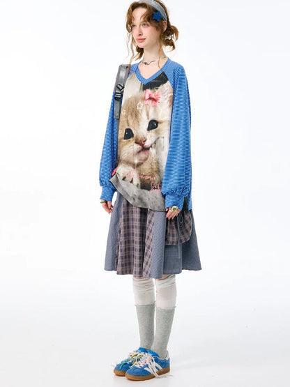 Vintage Plaid Patchwork Midi Skirt【s0000017871】
