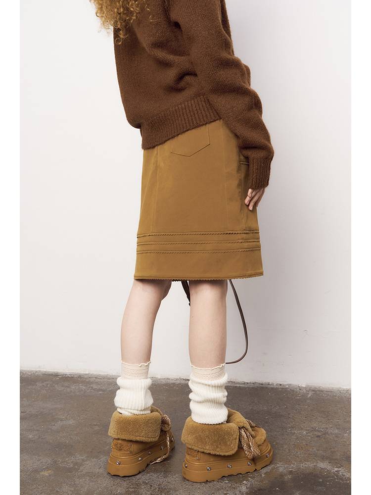 Large Pockets Leather Skirt【s0000014410】