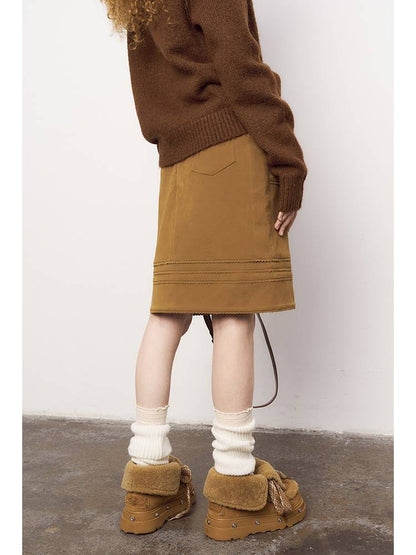 Large Pockets Leather Skirt【s0000014410】