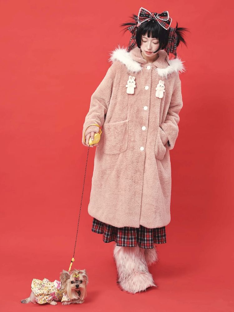 Retro Cute Rabbit Tweed Coat【s0000005585】