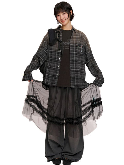 Gradient spray horsey loose shirt jacket【s0000013423】