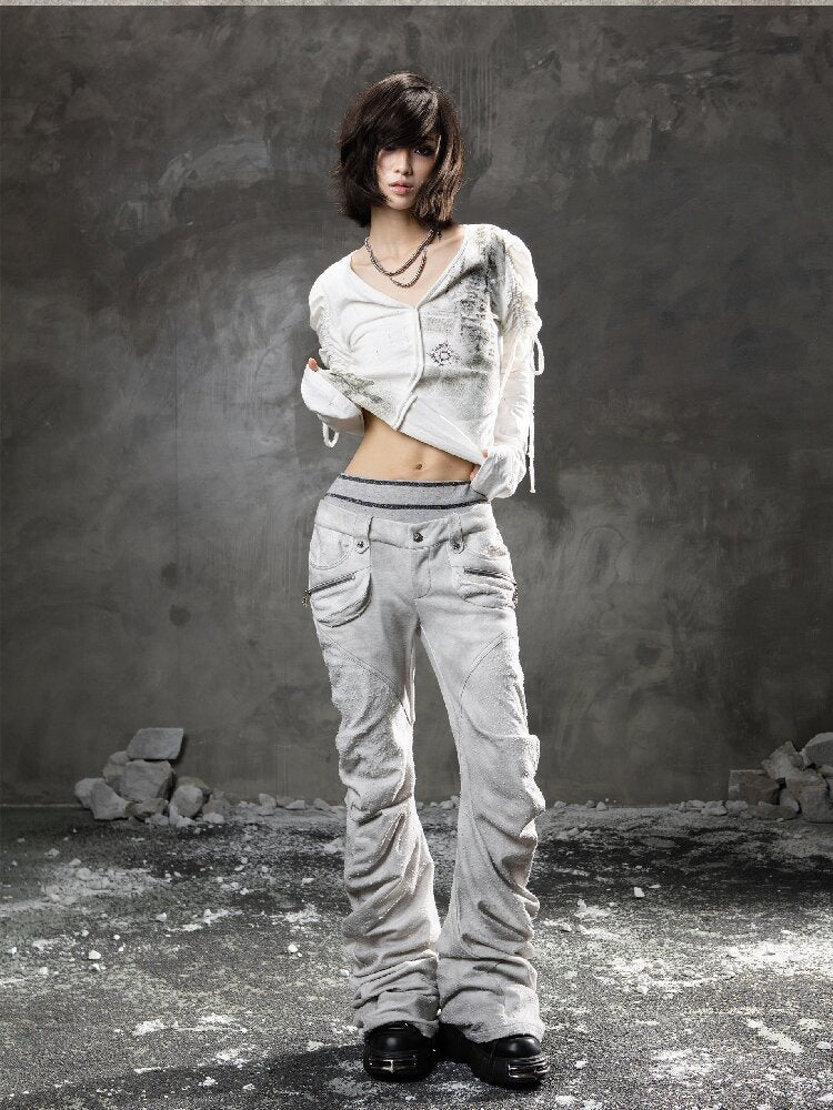 Double Waist Scimitar Stacked Sweatpants【s0000015959】