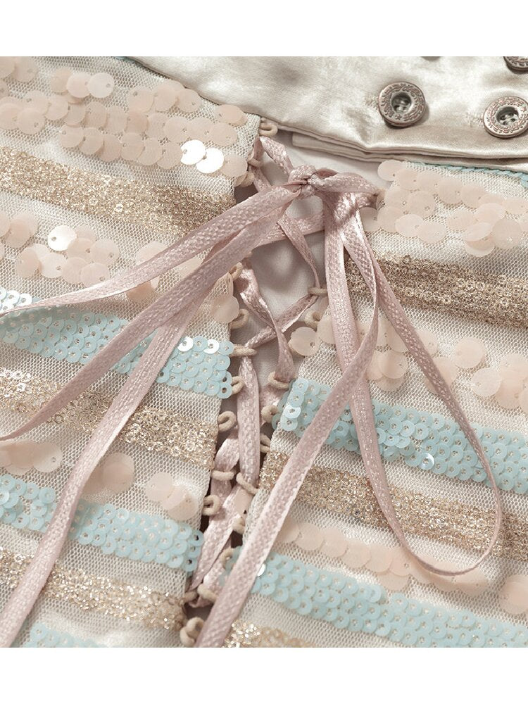 Baroque Sequin Satin Halter Dress【s0000017239】