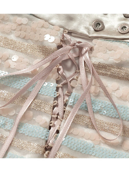Baroque Sequin Satin Halter Dress【s0000017239】