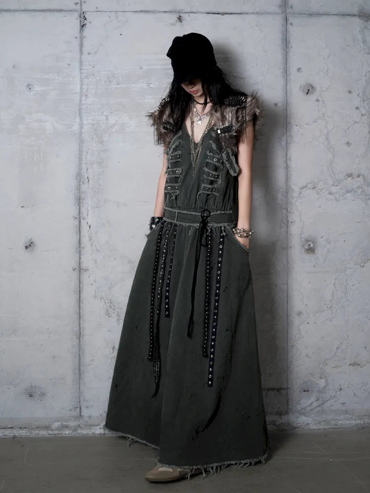 Workwear Vest-Style Maxi Dress【s0000013941】