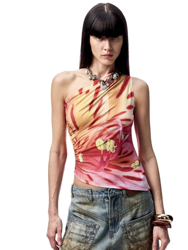 Floral One Shoulder Tank Top【s0000012393】