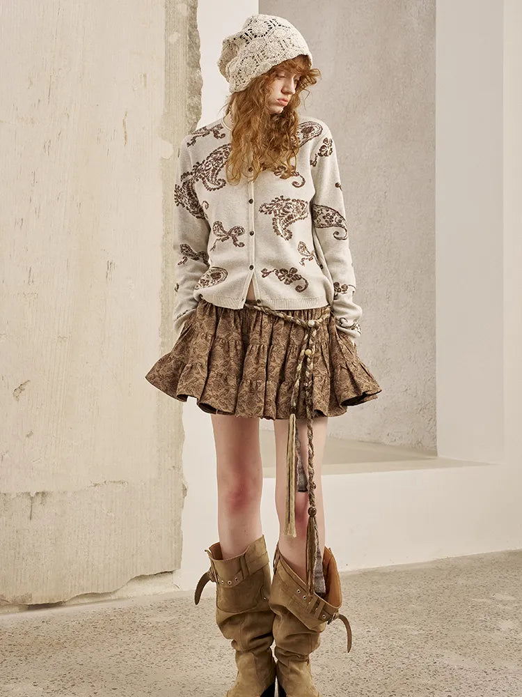 Jacquard Lightweight Long-Sleeve Soft-Fit Knit Cardigan【s0000014064】