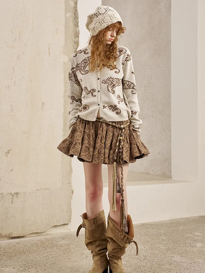 Jacquard Lightweight Long-Sleeve Soft-Fit Knit Cardigan【s0000014064】