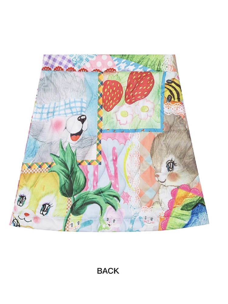 COLORFUL CHILDISH COLLAGE PRINTED HALF SKIRT [S0000010516]