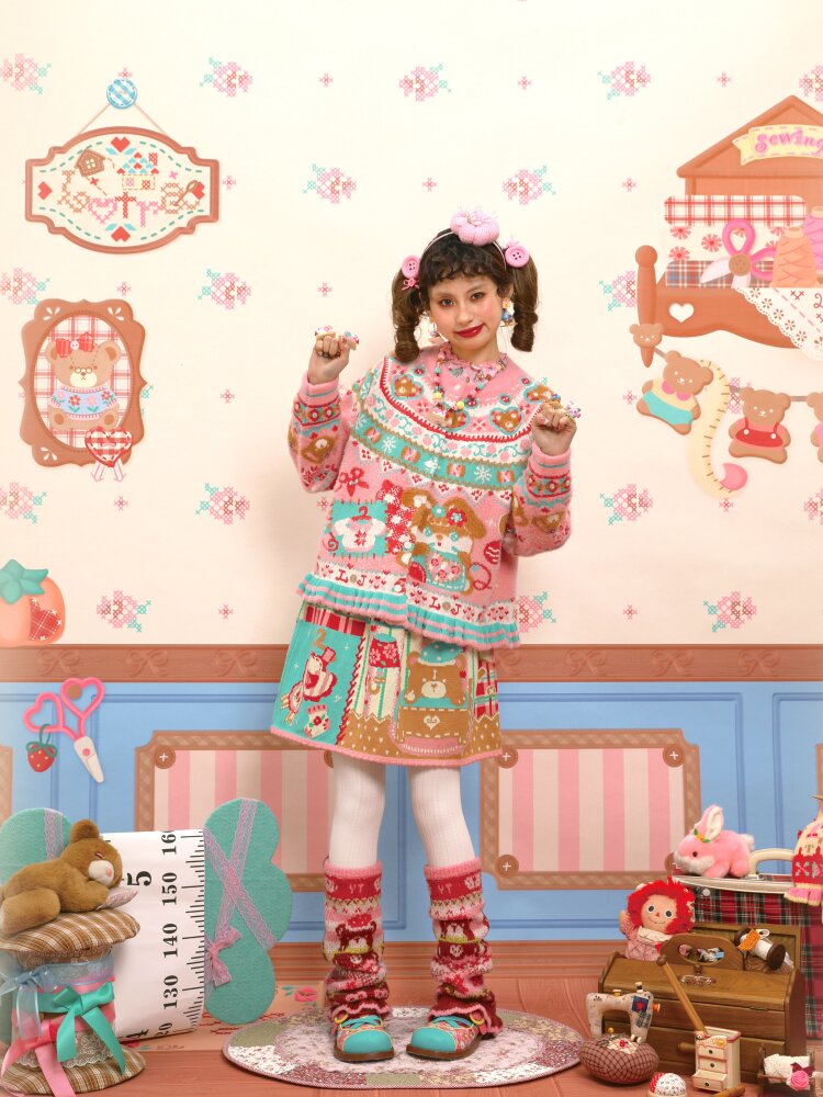 Red Pink Mink Wool Rabbit Cardigan【s0000015572】