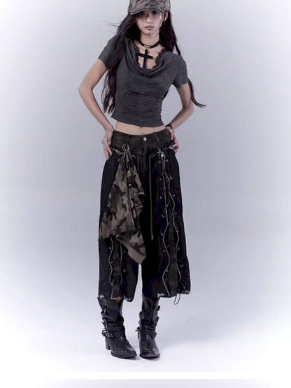 Openwork cross print lace T-shirt【s0000012847】