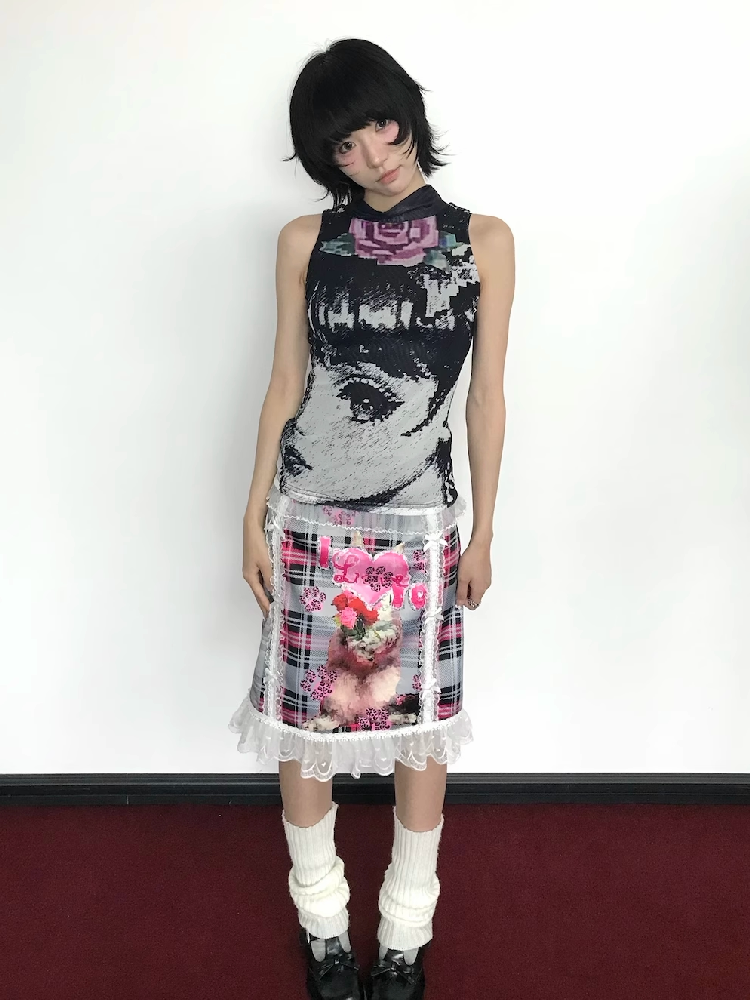 Comic Book Girly Double Mesh Vest【s0000018653】