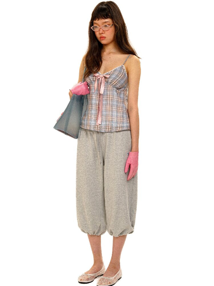 Vintage Plaid Bow Strap Top Dress【s0000017424】