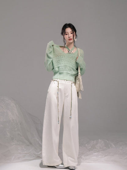Openwork Woolen Halterneck Set【s0000015746】