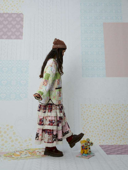 Quilted Print Blocked Padded Jacket【s0000015037】