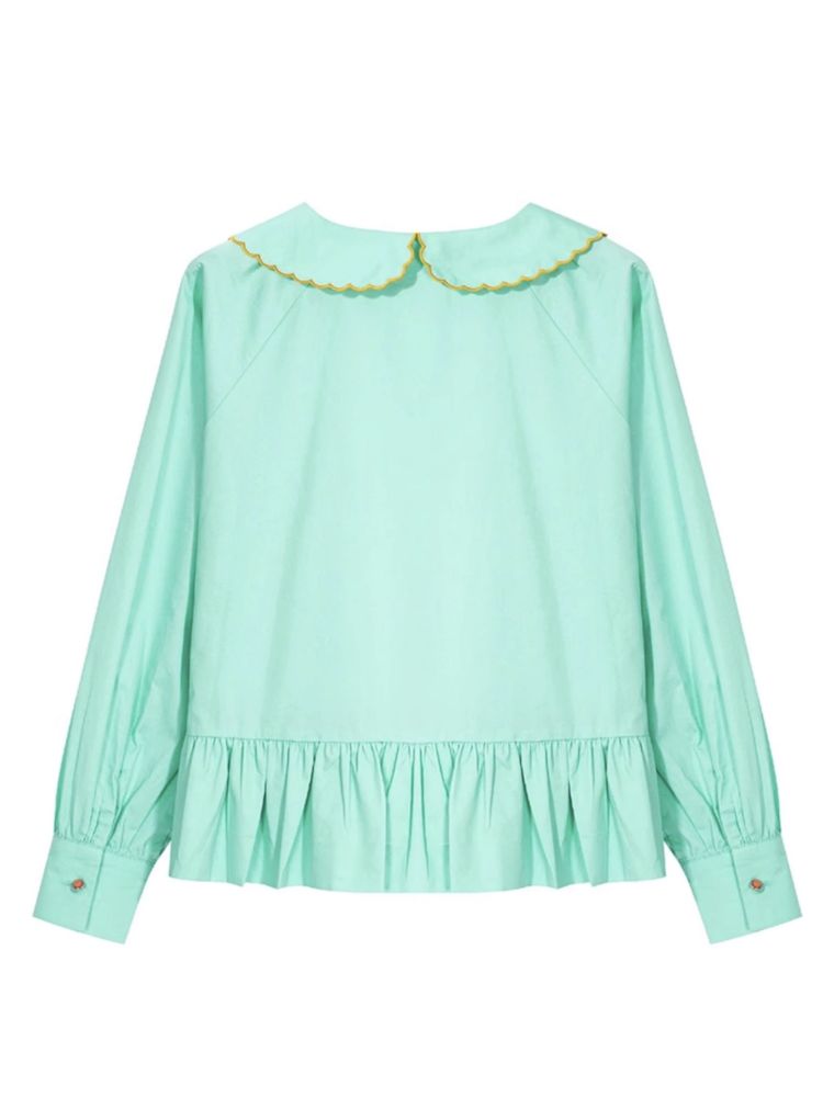 Bow Embroidered Long Sleeve Blouse【s0000009776】