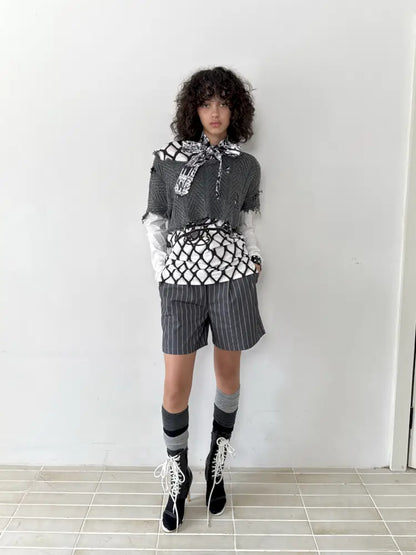 Loose-Fit Vertical-Stripe Suit Shorts【s0000014210】