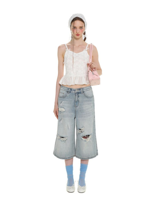 Romantic Crochet Lace Bow Flower Camisole【s0000008665】