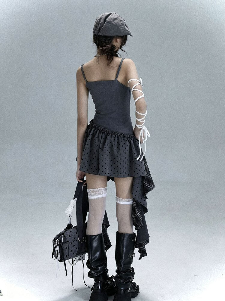 Polka Dot Plaid Stitching Dress【s0000016724】