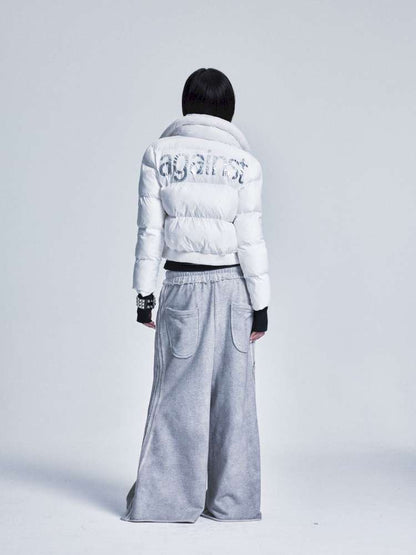 Two Tone Monogram Zip Padded Coat【s0000015012】