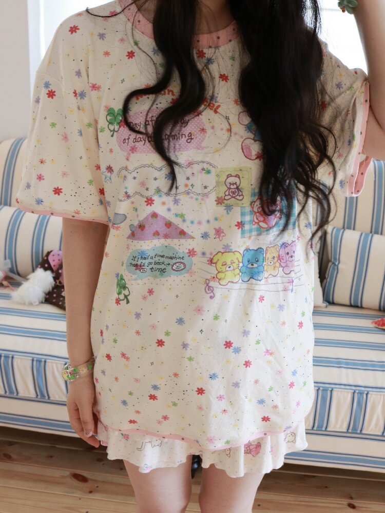 Floral Print Loose T-Shirt Top【s0000017507】