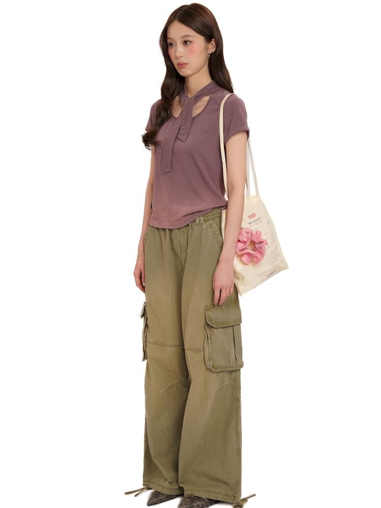 Small scarf short-sleeved tops【s0000013426】