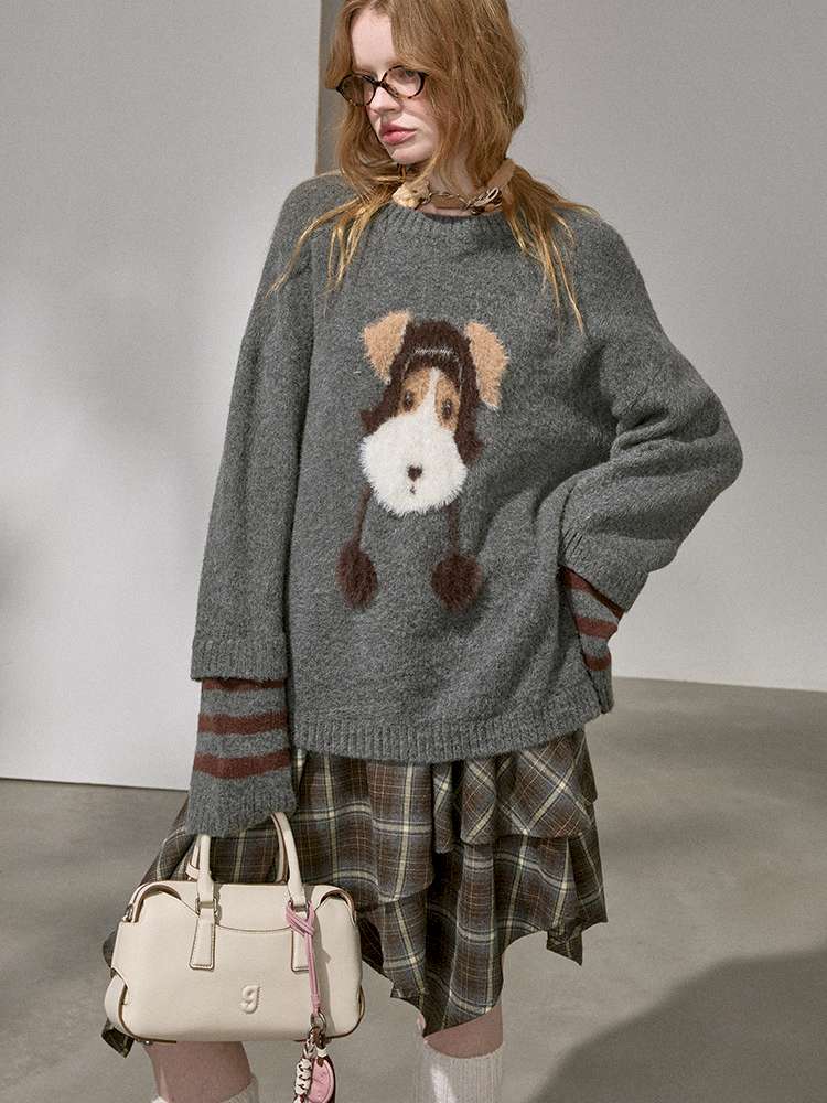 Puppy Kissing Bear Sweater Skirt【s0000015068】