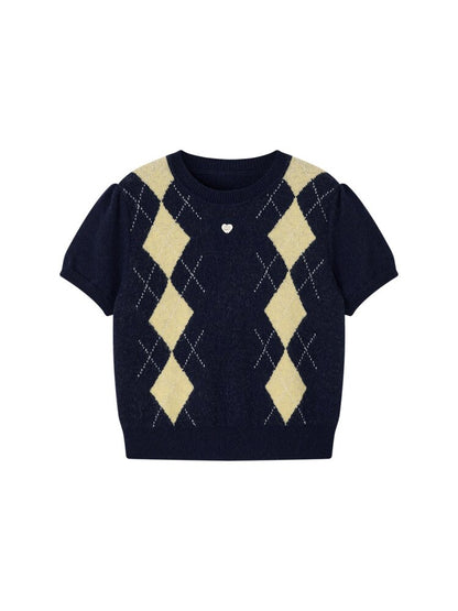 Twilight Flower Diamond Knit Top【s0000015676】