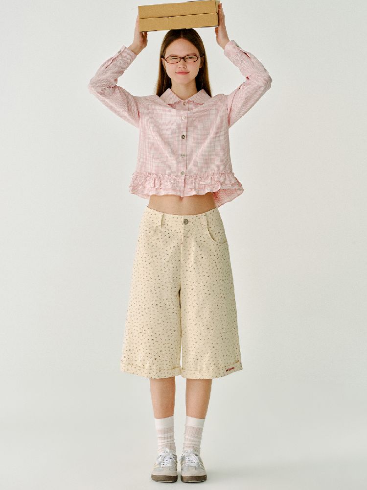 Doll Collar Solid Color Bow Flutter Shirt【s0000011963】