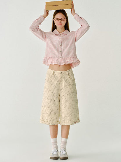 Doll Collar Solid Color Bow Flutter Shirt【s0000011963】