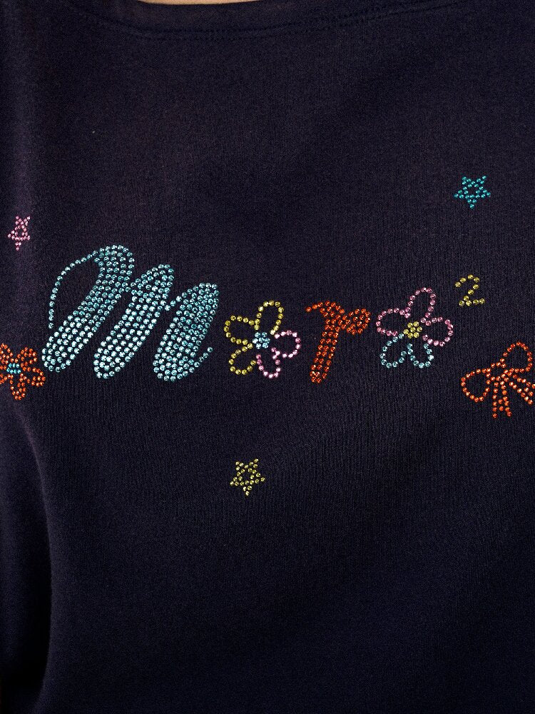 Colorful Floral Rhinestone T Shirt【s0000017428】