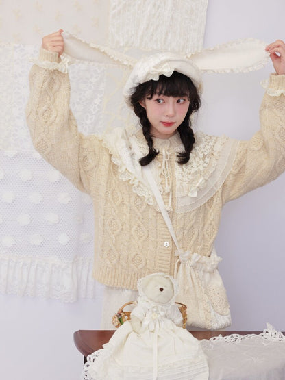 Lace Crochet Velvet Octagonal Hat【s0000016504】