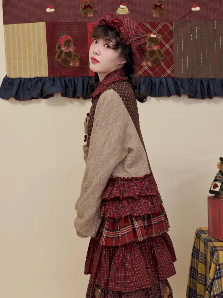 Embroidered lace-trim knit sweater【s0000014173】