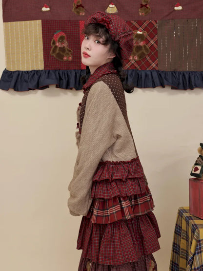 Embroidered lace-trim knit sweater【s0000014173】