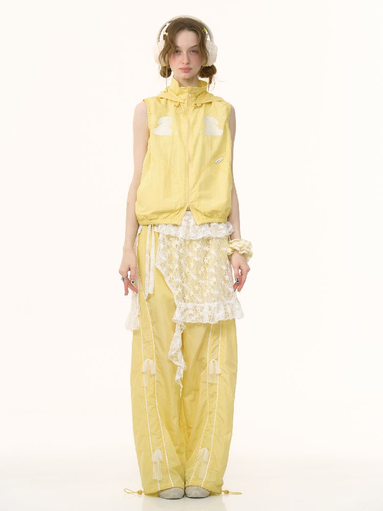 Wide-leg Straight Yellow Sports Casual Pants【s0000012239】