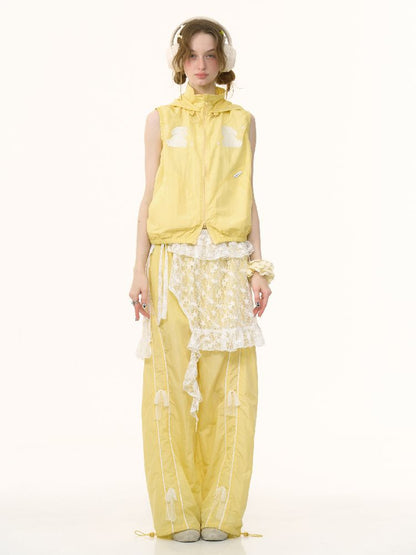 Wide-leg Straight Yellow Sports Casual Pants【s0000012239】