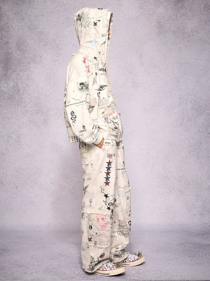 Torn Manuscript Print Sweatpants【s0000018736】
