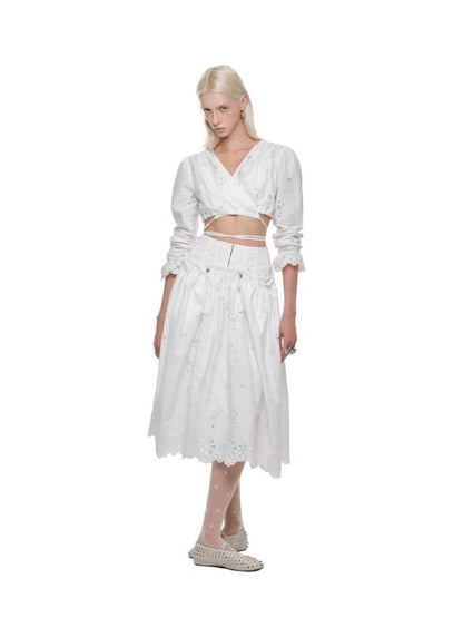 Hollow Jacquard Ultra Short Blouse【s0000011624】