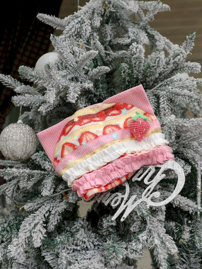Strawberry Print Cat Ear Hat【s0000015105】