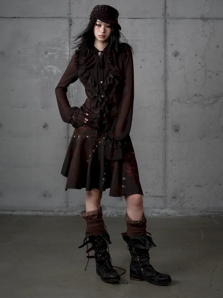 Court-Style Lace Chiffon Shirt【s0000013948】