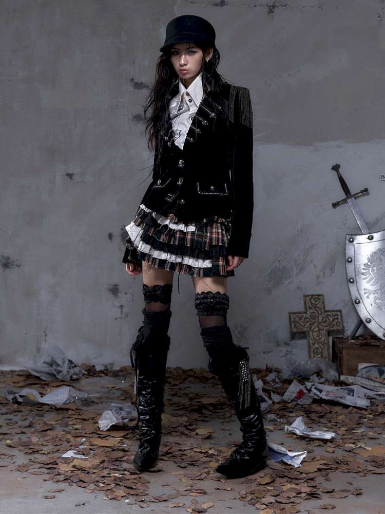 Heavy-Duty Plaid Tiered Skirt【s0000014477】