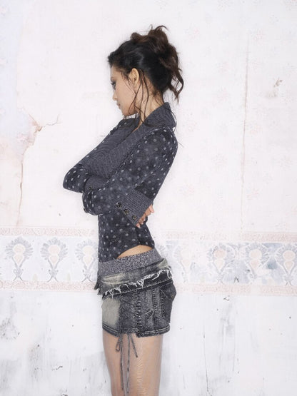 Brushed Knit Paneled Denim Skirt【s0000016058】