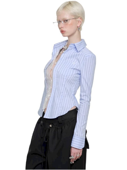 Fake Two Hook Button Slim Shirt【s0000011589】