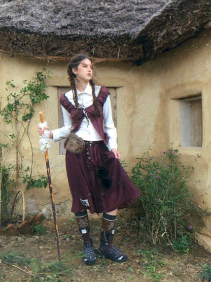 Button Vintage Polka Dot Chiffon Skirt【s0000014901】